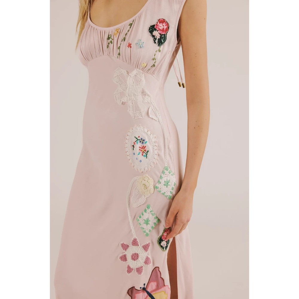 NEW Free People Doily Daydream Ethereal Embroidered Whimsical Maxi Slip Dress  S